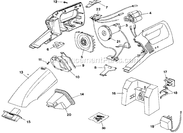 Page A Diagram and Parts List for DB2000 Type 1 Black and Decker Hand Vacuum